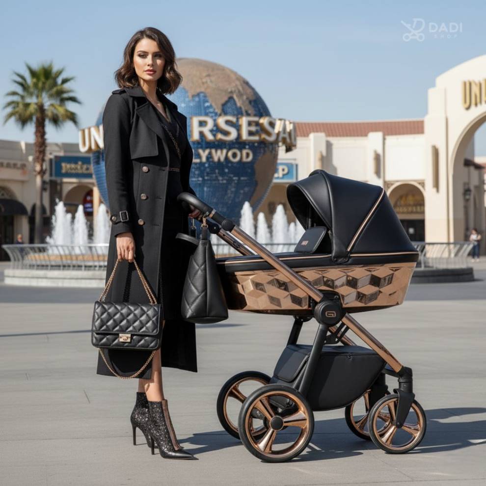 Polski producent wózków dziecięcych Adbor – model Loretto Star Premium czarno-złoty